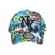 Casquette Enfant Turquoise Graffiti Original Lisky NY Baseball de 7 à 11 ans Casquette Enfant Hip Hop Honour