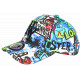 Casquette Enfant Turquoise Graffiti Original Lisky NY Baseball de 7 à 11 ans Casquette Enfant Hip Hop Honour