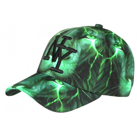 Casquette Enfant Lion Verte Noire Wild - Casquette NY Garçon Fille Animal Originale 7 a 12 ans Casquette Enfant Hip Hop Honour