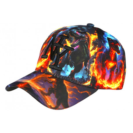 Casquette Enfant Dinausore Noire et Orange Feu Streetwear Originale Wild 6 a 12 ans Casquette Enfant Hip Hop Honour