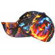 Casquette Enfant Dinausore Noire et Orange Feu Streetwear Originale Wild 6 a 12 ans Casquette Enfant Hip Hop Honour