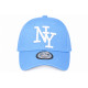 Casquette NY Bleu Ciel NY Blanc en Relief Visiere Baseball Stazky CASQUETTES Hip Hop Honour