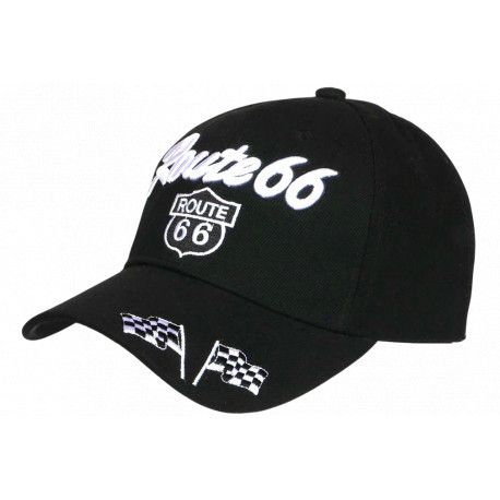 Casquette Route 66 Noire Look Biker USA Vintage Mother Road CASQUETTES Nyls Création