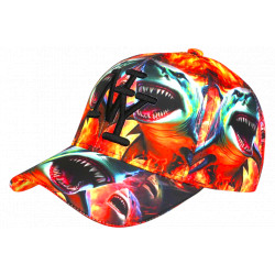 Casquette Enfant Requin Orange Feu Shark Streetwear Wild 6 a 12 ans Casquette Enfant Hip Hop Honour