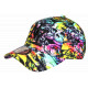 Casquette NY Skull Turquoise Jaune Streetwear – Casquette Tête de Mort Homme Femme CASQUETTES Hip Hop Honour