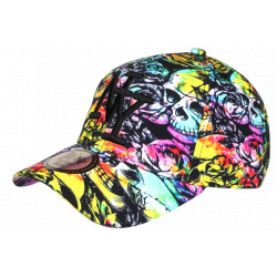 Casquette NY Skull Turquoise Jaune Streetwear – Casquette Tête de Mort Homme Femme CASQUETTES Hip Hop Honour