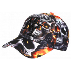 Casquette NY Skull Noir Orange Streetwear – Casquette Tête de Mort Homme Femme CASQUETTES Hip Hop Honour