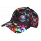 Casquette NY Skull Graffiti Noir Rose Bleu – Style Streetwear Urban Art Homme Femme CASQUETTES Hip Hop Honour