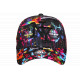 Casquette NY Skull Graffiti Noir Rose Bleu – Style Streetwear Urban Art Homme Femme CASQUETTES Hip Hop Honour