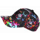 Casquette NY Skull Graffiti Noir Rose Bleu – Style Streetwear Urban Art Homme Femme CASQUETTES Hip Hop Honour