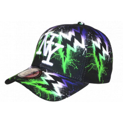 Casquette NY Verte Violette Eclairs – Casquette Streetwear Électrique Homme Femme Stormy CASQUETTES Hip Hop Honour