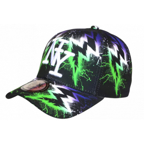 Casquette NY Verte Violette Eclairs – Casquette Streetwear Électrique Homme Femme Stormy CASQUETTES Hip Hop Honour