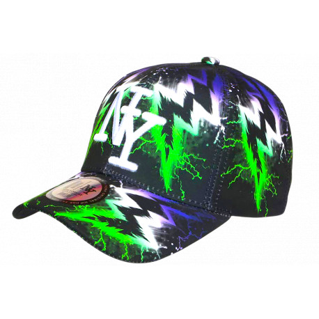 Casquette Enfant Verte Violette Noire Eclairs Baseball Stormy 7 a 12 ans Casquette Enfant Hip Hop Honour