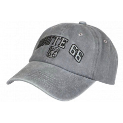 Casquette Route 66 grise vintage coton homme femme style biker américain CASQUETTES Nyls Création