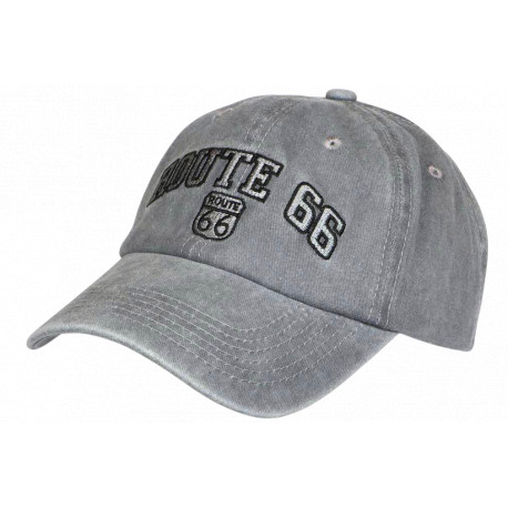 Casquette Route 66 grise vintage coton homme femme style biker américain CASQUETTES Nyls Création