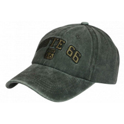 Casquette 66 Verte Vintage en Coton Design Biker Americain Homme Femme CASQUETTES Nyls Création