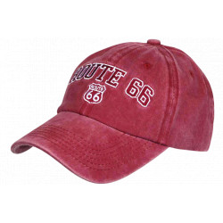 Casquette 66 Rouge Vintage en Coton Design Biker Americain Homme Femme CASQUETTES Nyls Création