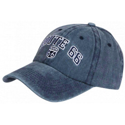Casquette 66 Bleue Vintage en Coton Design Biker Americain Homme Femme CASQUETTES Nyls Création