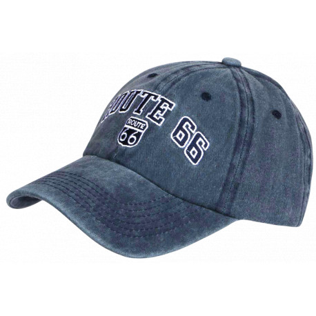 Casquette 66 Bleue Vintage en Coton Design Biker Americain Homme Femme CASQUETTES Nyls Création