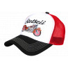 Casquette Trucker Vintage Moto Rouge Noire Filet Brodé Stetseii