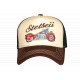 Casquette Trucker Moto Beige Marron Filet Vintage Brodée Stetseii CASQUETTES Hip Hop Honour