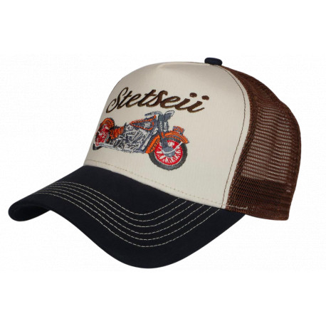 Casquette Trucker Moto Vintage Beige Marine Filet Marron Stetseii CASQUETTES Hip Hop Honour
