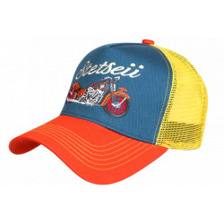 Casquette Filet Moto Custom Orange Bleu Jaune Biker Stetseii CASQUETTES Hip Hop Honour