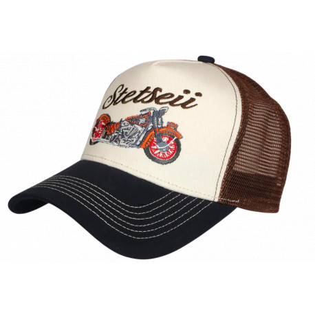 Casquette Trucker Moto Vintage Beige Marine Filet Marron Stetseii CASQUETTES Hip Hop Honour