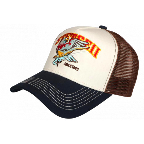 Casquette Trucker Aigle Vintage Beige Marron Filet Biker Stetseii CASQUETTES Hip Hop Honour