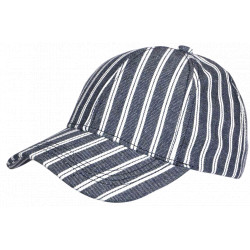 Casquette Rayée Bleu Marine Blanche Style Marin Vintage en Coton Kerlann CASQUETTES Nyls Création