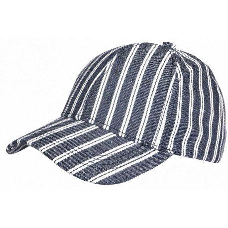 Casquette Rayée Bleu Marine Blanche Style Marin Vintage en Coton Kerlann CASQUETTES Nyls Création