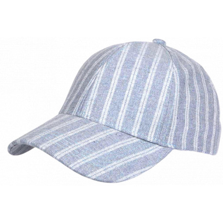 Casquette Rayée Bleu Ciel Blanche Style Côte Atlantique Vintage en Coton Kerlann CASQUETTES Nyls Création