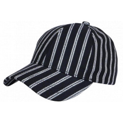 Casquette Rayée Bleu Marine Blanche Style Riviera Bord de Mer Coton Kerlann CASQUETTES Nyls Création