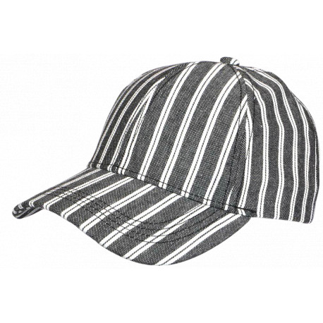 Casquette Rayée Grise Blanche Style Yacht Club Bord de Mer en Coton Kerlann CASQUETTES Nyls Création