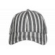 Casquette Rayée Grise Blanche Style Yacht Club Bord de Mer en Coton Kerlann CASQUETTES Nyls Création