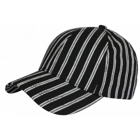 Casquette Noire Rayée Blanche Style Yacht Club Bord de Mer en Coton Kerlann CASQUETTES Nyls Création