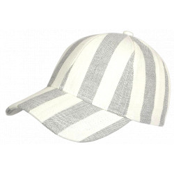 Casquette Écrue Rayée Grise Style Vacances Bord de Mer en Coton Anaor CASQUETTES Nyls Création