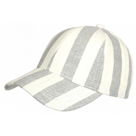 Casquette Écrue Rayée Grise Style Vacances Bord de Mer en Coton Anaor CASQUETTES Nyls Création