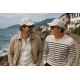 Casquette Écrue Rayée Grise Style Vacances Bord de Mer en Coton Anaor CASQUETTES Nyls Création