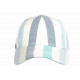 Casquette Turquoise Rayée Ecrue Mode Vacances Bord de Mer en Coton Anaor CASQUETTES Nyls Création