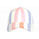 Casquette Rose et Bleue Rayée Ecrue Mode Vacances Bord de Mer en Coton Anaor CASQUETTES Nyls Création