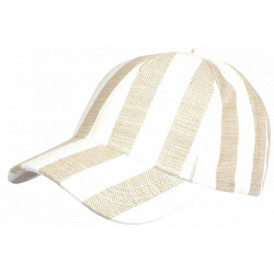 Casquette Beige Rayée Ecrue Mode Vacances Bord de Mer en Coton Anaor CASQUETTES Nyls Création