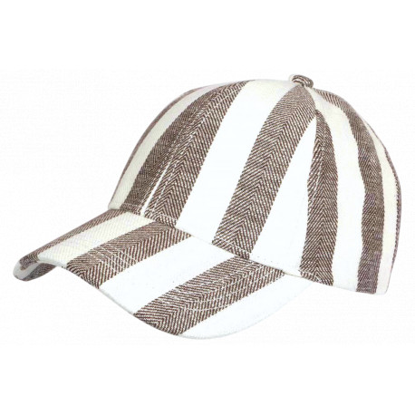 Casquette Marron Rayée Ecrue Eté Vacances Bord de Mer en Coton Anaor CASQUETTES Nyls Création
