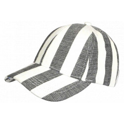 Casquette Noire Rayée Ecrue Eté Vacances Bord de Mer en Coton Anaor CASQUETTES Nyls Création