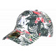 Casquette Tropicale NY Blanche Fleurie Rose Feuillage Exotique Été Vacances Aloha CASQUETTES Nyls Création