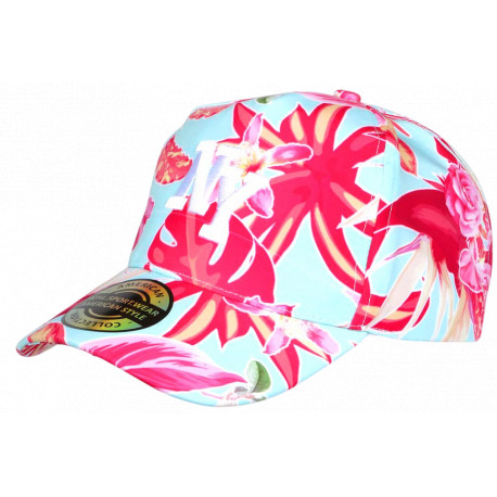 Casquette Tropicale NY Turquoise Fleurie Rouge Feuillage Exotique Été Vacances Aloha CASQUETTES Nyls Création