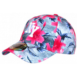 Casquette NY Fleurie Rose Grise Tropicale Style Floral Tendance Aloha CASQUETTES Nyls Création
