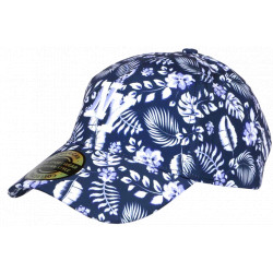Casquette Tropicale NY Bleue et Blanche à Fleur Tropicale Style Exotique Aloha CASQUETTES Nyls Création