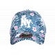 Casquette NY Fleurs Roses Tropicales Palmiers Bleus Exotiques Aloha CASQUETTES Nyls Création