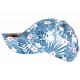 Casquette NY Fleurs Roses Tropicales Palmiers Bleus Exotiques Aloha CASQUETTES Nyls Création
